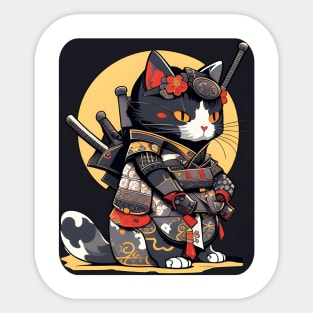 Japanese Cat Samurai Katana Sameowrai Anime Funny Sticker